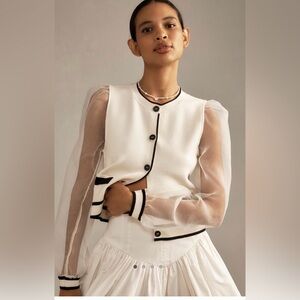 🆕🍦🖤Maeve🖤🍦Organza Sleeve Cardigan Sweater Size Large